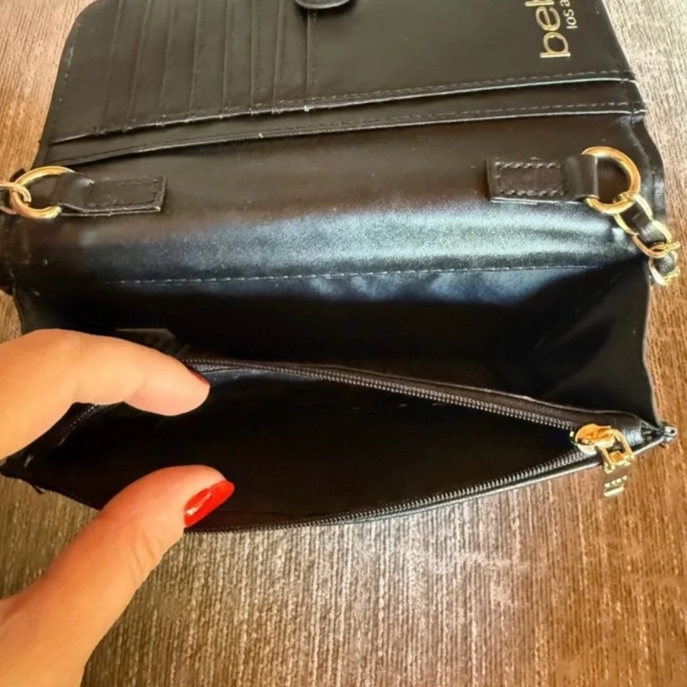 Bebe Black Quilted Crossbody with Gold Accent - Picture 5 of 7